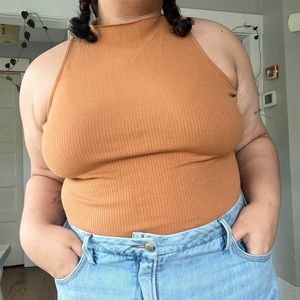 Anthropologie Maeve Mock Neck Tank Camel Plus Size